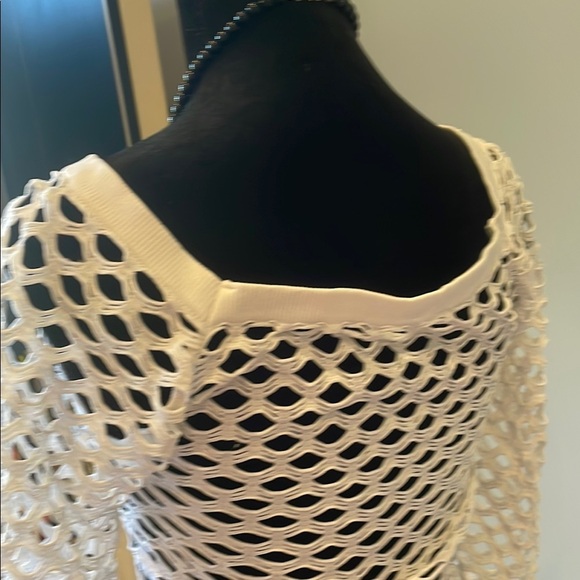 White Mesh Long Sleeve Top sexy looks /beach cover up - Picture 3 of 3